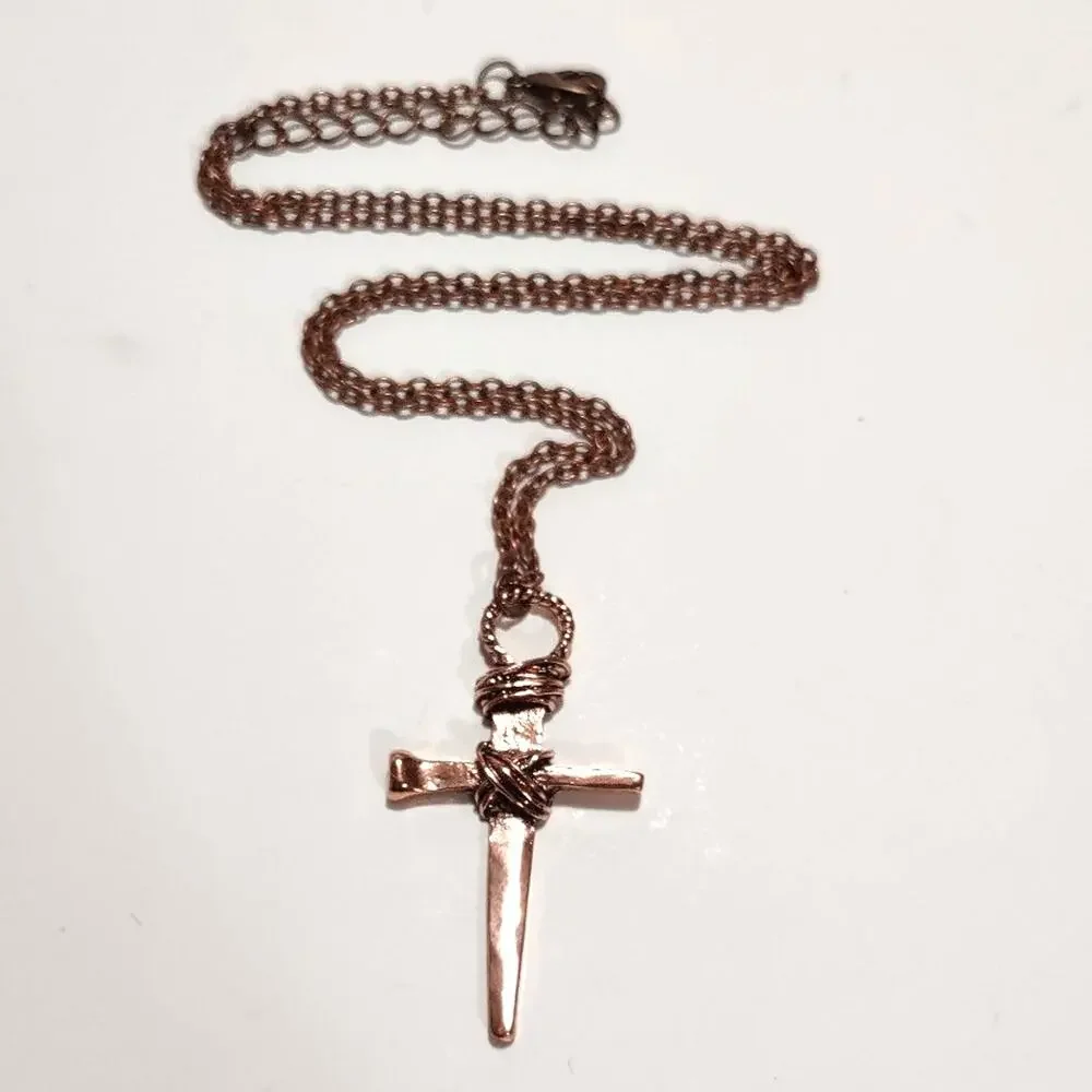 Cross Necklace Medieval Copper Christian Crucifix Christmas Birthday Gift - NEW!